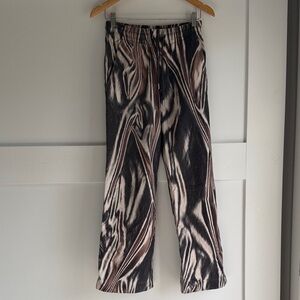 Dries Van Noten Striped Lounge Pants in Black, Brown & Cream